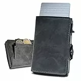 slimfin® Slim Wallet mit Münzfach - Kartenetui - Geldbeutel Herren - Geldbörse - Portemonnaie - Portmonee - Card Holder klein/Mini mit RFID Schutz - Grau