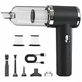 Handstaubsauger Akku, 22000Pa Mini Staubsauger Auto mit 25–35 Minuten, 4 in 1 Autostaubsauger Kabellos USB Aufladung mit HEPA-Filter & Aufsätzen für Haus, Auto, Tierhaare und Vakuumbeutel für Kleidung