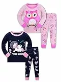 SOIBEEN Mädchen Pyjama Set 100% Baumwolle PJs Kleinkind Langarm Nachtwäsche Kinder Kleidung 2 Stück Outfit,Einhorn-Eule,8 Jahre