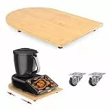 Bambus Gleitbrett für Thermomix TM7 mit 360° Rollen, Müheloses Verschieben des TM7 Hochwertiger Rollbrett Zubehör mit Rutschfest Gummifüße, Sicheren Stand, Natürlich
