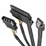 KabelDirekt – hochflexibles SATA Kabel, Adapterkabel 15-Pin SATA 6 Gbit/s (Daten) und 4-Pin Molex (Strom) auf 22-Pin SATA (Daten & Strom), 60 cm – für Festplatte/HDD und SSD