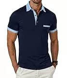 GLESTORE Poloshirt Herren Kurzarm Polo T Shirts Für Männer Basic Klassisches Golf Polohemden Marineblau XXL