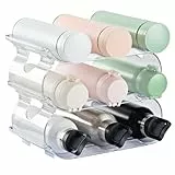 Jarkyfine Stapelbarer Flaschenhalter mit Flaschenbürste Stapelbar Flaschenregal für Kühlschrank, Schrank, Vorratskammer Flaschen Organizer Küche Wasserflaschenhalter für Küchenarbeitsplatte 3er-Pack