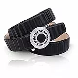 Anthoni Crown Damen Ledergürtel in 3D-Design und mit Kristallblume NA613D10 Gürtel, Schwarz, 95