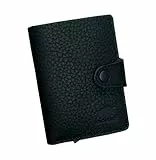 Solo Pelle Leder Geldbörse Q-Wallet mit integriertem Kartenetui für 15 Karten + Geldscheine geeignet | Kreditkartenetui mit RFID (Matt Schwarz + abnehmbares Kartenetui)