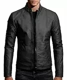 Crone Ivar Herren Lederjacke Cleane Basic Echtleder Jacke (M, Matt Schwarz)