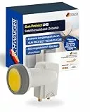 SCHWAIGER Twin LNB digital Sun Protect I Low Noise Blockconverter für 2 Teilnehmer I extrem wetterfest & geeignet für Multifeedanlagen I SAT-Zubehör für störungsfreien Empfang I hellgrau