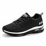 frysen Herren Damen Sportschuhe Laufschuhe mit Luftpolster Turnschuhe Profilsohle Sneakers Leichte Schuhe Black 42