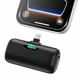 Power Bank USB C 5000mAh, Mini Powerbank Klein Aber Stark 15W PD 3.0 Schnelles Aufladen Tragbares Externer Akku mit LED Display Kompatibel mit iPhone 17/16/15, Samsung S25/24, Android Telefone