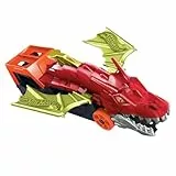 Hot Wheels City Spielzeugauto Track-Set, Drachen-Starter-Transporter und Auto im Maßstab 1:64, schießt Fahrzeuge aus Maul des Biests, zur Aufbewahrung von bis zu 5 Fahrzeugen
