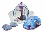 Kinder Fahrrad Schutz-Set Disney Frozen II - Die Eiskönigin 2 | Fahrradhelm Gr. 51-55 cm + Knie- und Ellbogenschützer + Tragetasche im Set