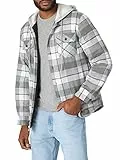Wrangler Authentics Herren Langärmelige, Gesteppte, Gefütterte Flanell-hemdjacke mit Kapuze Hemd mit Button-Down-Kragen, Grau, XXL