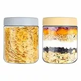 YUEYEE 2 Pack 16 OZ Overnight Oats Gläser,Einmachgläser mit Schraubdeckel für Salat Joghurt Pudding Chutney Marmelade,Wiederverwendbare Glasbehälter mit Deckel Als Mason Jar Einmachgläser Weihnachten