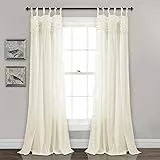 Lush Decor Lydia Vorhänge, Rüschen, Fensterpaneel-Set für Wohnzimmer, Esszimmer, Schlafzimmer, 213,4 x 101,6 cm, Elfenbeinfarben