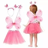 SOIMISS Mädchen Fee Kostüm Schmetterling Flügel Tutu Zauberstab Stirnband kinder Prinzessin Schmetterling kostüm