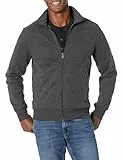 Amazon Essentials Men's Full-Zip Fleece Mock Neck Sweatshirt Sweater, -Charcoal Heather, Large