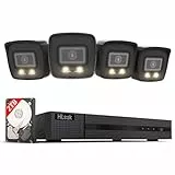 HiLook® by HIKVISION PoE Überwachungskamera Set mit 4X 8MP 4K Bullet Kameras und Hybrid Light Nachtsicht Schwarz KI Person Fahrzeugerkennung 8CH NVR 2TB HDD wetterfest App Steuerung