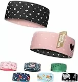 Kinder Stirnband - 2-8 Jahre - dünnes, ultraleichtes und elastisches Sportstirnband für Jungen und Mädchen (Herzen Schwarz)