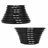 zalati Filterring-Adapter-Set, 18-teilig, Filter-Adapterringe aus Metall für Kamera-Objektivfilter – 9-teiliges Step-Up- und 9-teiliges Step-Down-Ringe