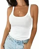 Imily Bela Tops für Damen Tank Top Sexy Oberteile Basic Schönes Schnitt Spaghetti Top Slim Fit Baumwolle（Weiß，S）