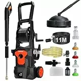 Hochdruckreiniger, Pressure Washer 200 Bar 2900 PSI, Druckreiniger mit 4 Düsen, Schaumsprüher, 17 m Schlauch, Schneeschaum Sprühpistole