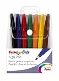Pentel Sign Pen S527 Etui mit 7 Filzstiften fein Acrylfarbe 7 Farben