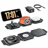 JARGOU 3 in1 Faltbare Ladestation für Apple, Ladestation Apple Watch und iPhone, Mag-Safe Ladegerät für iPhone 17 Pro Max 16 15 14 13 12, Wireless Charger für Apple Watch Series, AirPods Pro 4 3 2