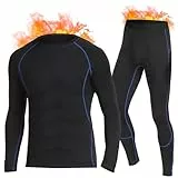 SIMIYA Thermounterwäsche Herren, warme Funktionsunterwäsche Skiunterwäsche Set, Winter Lange unterwäsche und Unterhosen mit Innenfleece für Männer (Schwarz, L)