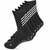 Rutschfeste Fußballsocken für Herren und Damen, gepolsterte Griffsocken, atmungsaktive Slipper-Socken, rutschfeste Aheletik-Socken für Rugby, Fußball, Yoga, Fitnessstudio, Schwarz 02 - 3 Paar, L