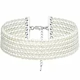 BABEYOND 1920s Damen Halskette Kurz Multi Schichte Choker Kette Hochzeit Braut Schmuck Accessoires Imitation Perlen Kette Elegant Retro Stil Fasching Kostüm Zubehör (Stil 2-5 Schichten)