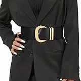 JasGood Damen Breiter Gürtel Elastischer Taillengürtel für Kleider Stretchy Gürtel Hüftgürtel Goldener Schnalle Gürtel für Damen,Schwarz,110cm