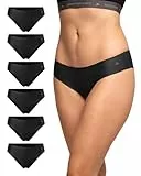 DANISH ENDURANCE 6er Pack Unsichtbare Bikini Slips aus Mikrofaser, für Sport & Alltag, Nahtlos, Sportunterhosen für Damen Schwarz M