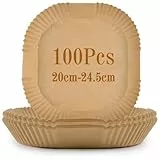 Backpapier für Heißluftfritteuse,100 Stück 20-24cm Airfryer Backpapier für Ofen, Pfannen und Backen