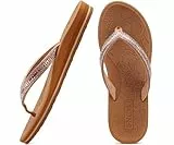 ONCAI Damen Zehentrenner Flip Flops mit Glitter Indoor/Outdoor Sommer Schwimmbad Strand Komfort Strand Plattform Angenehme Sandalen Badelatschen mit Orthopädie Arch Support Khaki Größe 40 EU