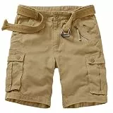 Ycfish Cargo Shorts Damen Kurze Hose Baumwolle Freizeit Kurze Hosen Multi Taschen Outdoorhose Wandershorts Bermuda Shorts Reißverschluss Arbeitsshorts Damen Sommer Kurze Khaki Tag38-DE 46
