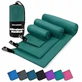 ZENACROSS Mikrofaser Handtuch 3er Set mit Transportbeutel - Schnelltrocknendes und vielseitiges Fitness Handtuch - Sporthandtuch Größen - XS, S, M - Petrolgrün
