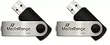 MediaRange USB 2.0 Speicherstick 128GB - Mini USB Flash-Laufwerk, bis zu 17 MB/s, Farbe Schwarz (Packung mit 2)