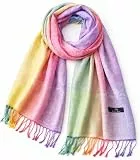 KARMA.DIEM Schal XXL 180×60 cm – Damen & Herren Pashmina-Tuch, weich & elegant im Paisley-Design – Perfekte Geschenkidee & Reise-Accessoire - Helle Regenbogenfarben