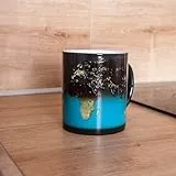 Mad Monkey Tasse mit Weltkarte - Farbwechsel Tasse Tag und Nacht, Schwarz, Blau