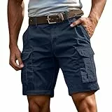 Cargohose Herren Sommer Kurz, Kurze Hosen Cargo, Chino Cargoshorts Herren mit Multi Taschen und Knöpfen Einfarbig Bermuda Shorts Atmungsaktiv Freizeithose Outdoor Wanderhose Ripstop Sporthose