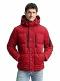 TOM TAILOR Herren 1048485 Pufferjacke mit Abnehmbarer Kapuze, 10814-Coach Red, L