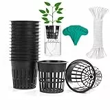 ORIMERC 15 Stück 4inch (10cm) Netztöpfe Hydroponik Net Pot mit 15 Feet Selbstbewässerungsdocht Hydroponischer Becher Mesh Cup Topf Pflanzen Gemüse Orchidee Aquaponik Kratky Hydrokultur Garten Plants