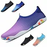 WateLves Badeschuhe Damen Herren Wasserschuhe Schwimmschuhe Strandschuhe Aquaschuhe Schnell Trocknend Surfschuhe Unisex Sommer(Blau Lila 39)