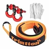 10T (22,000 Lbs) Hochleistungs-Abschleppseil 5M x 5CM Premium Nylon Abschleppgurt mit 2 verstärkten Haken und 1 Paar Handschuhen für Auto, SUV, LKW, Geländewagen (Orange)
