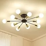 Dellemade Sputnik Kronleuchter,10-Licht Vintage Pendelleuchte für Esszimmer, Wohnzimmer, Küche, Büro, Café, Restaurant, Schwarz