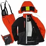 Killtec Herren Skianzug Größe S - aus Skijacke schwarz grau burned orange und Skihose burned orange - mit 10000mm Wassersäule - wasserdicht, atmungsaktiv