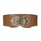 BlackButterfly 3 Zoll Breit Korsett Elastische Vintage Taillengürtel (Braun, XL)