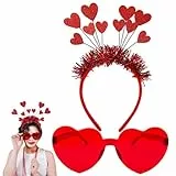 xianshi 2 Pcs Amor Kostüm Damen,Herz Haarreif,Amor Kopfschmuck,Herz Haarreif Rot,Mit Brille,Amor Kostüm Accessoires,Amor Haarreif,Haarreif Herz,Geeignet Für Valentinstagsparty, Karnevalsparty