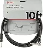 Fender Professional Series Gitarrenkabel, Langlebiges Instrumentenkabel mit Premium Klangqualität, Perfekt für Bühne und Studio, 3m, Gerade/Winkel, Schwarz