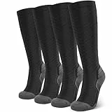 SONORAN 2 Pairs Kompressionsstrümpfe Damen und Herren Klasse 2 Stützstrümpfe Kompressionssocken Compression Socks Kompression für Running, Reisen, Sport XXL （Schwarz Grau）